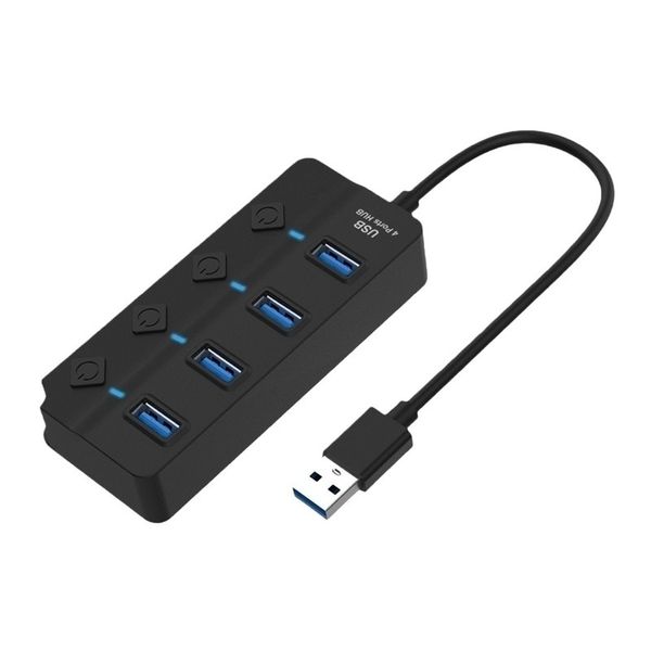 High-Speed USB3.0 Hub with LED Switches Compatible with PC Laptop
