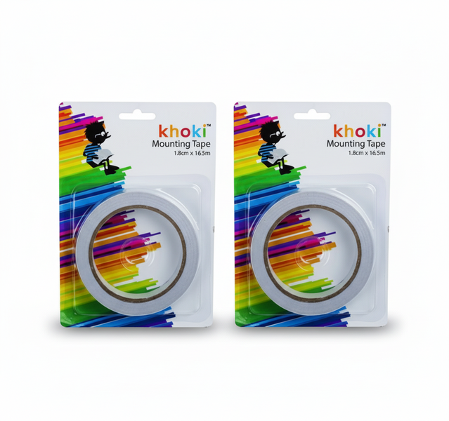 Khoki Double Sided Adhesive Tape 1.8cm x 16.5m for Crafting &amp; - 2 Pack