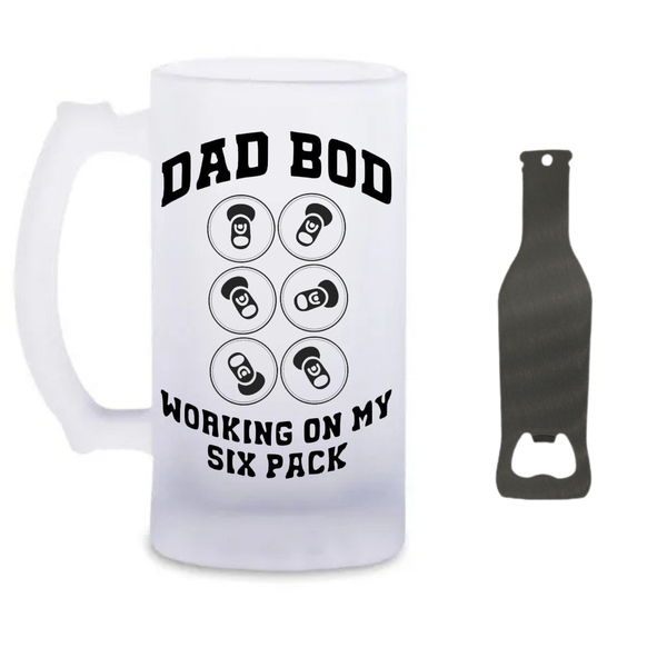 Dad Bod Beer Glass And Bottle Opener