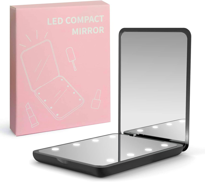 LED Pocket Mirror -1x/3x Magnifying/Compact for Purse, Gifts