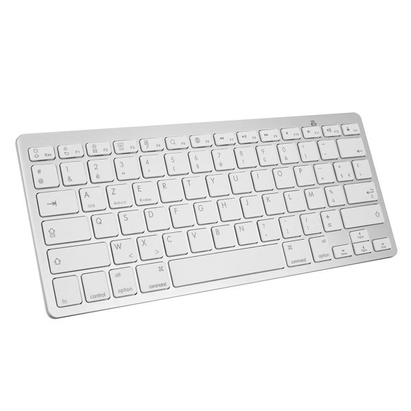 Wireless Bluetooth Keyboard for Desktops, Laptops &amp; iPad - Silver/White