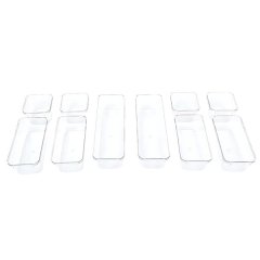 10 piece Clear Acrylic Drawer Organizer Trays for Home &amp; Office - Transparent