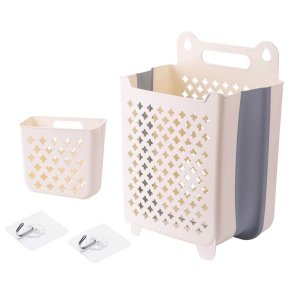 2 Piece Collapsible Hanging Laundry Basket with Carry Handle