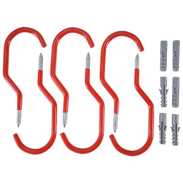 Bike Hooks,Storage Set,Plastic for Wall Mount/Ceiling Red Pack of 6