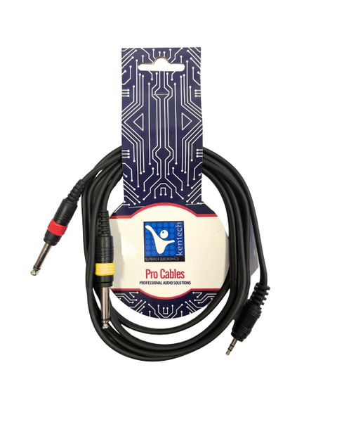 Kentech Audio Cable 3.5mm Stereo Jack- 2 X 6.35mm Jack 2M