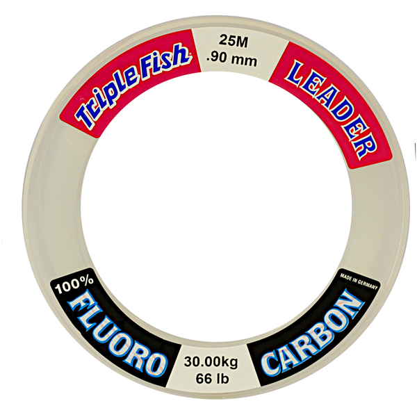Triple Fish Fluorocarbon Fishing line .90MM 66LB/30KG, Colour White, 25M Spool