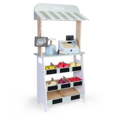 Greenbean - Pretend &amp; Play - Wooden Farmer Market Grocery Stall - 20 Pieces