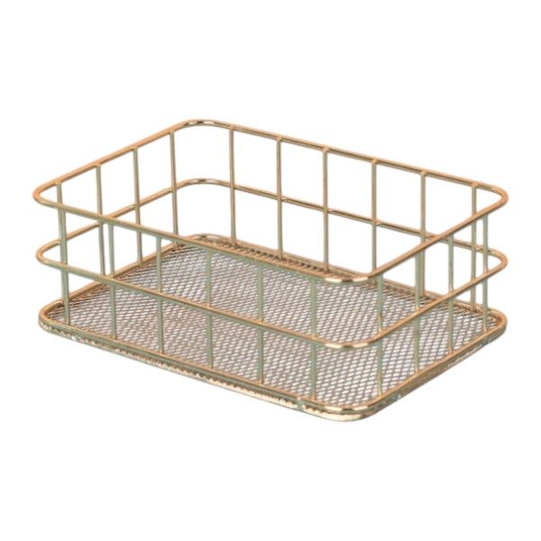 Open Grid Design Storage Basket With Multi-Purpose Storage - Gold