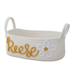 Rope Storage Basket With Handles For Household Sundries, Yellow