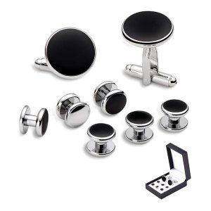 Stainless Steel Cufflink and Shirt Button Set , Accessories | 8-Piece