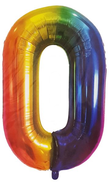 Rainbow Foil Balloon - Number 0