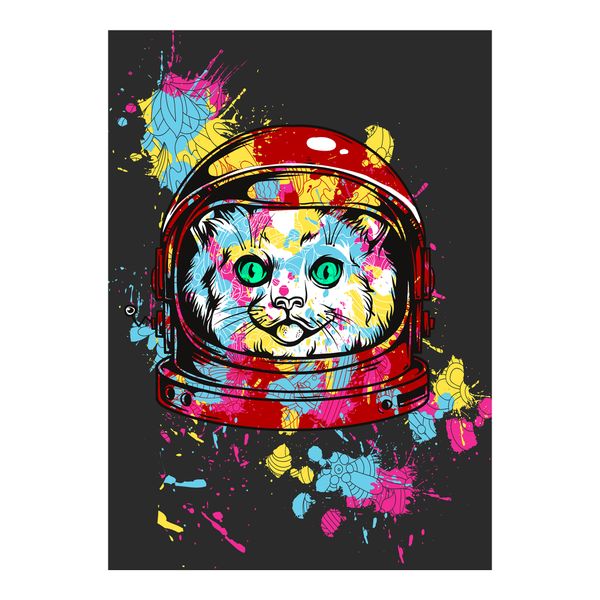 Colourful Red Astronaut Cat Fleece Blanket