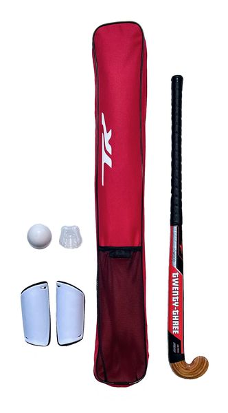 TK Hockey Player Wooden Set - 5 Piece - Starter Kit - Red Bag - Red Stick