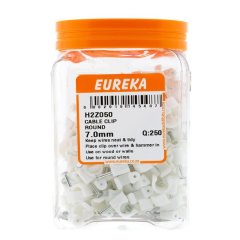EUREKA Cable Clip Round White 7mm Q:250 H2Z050