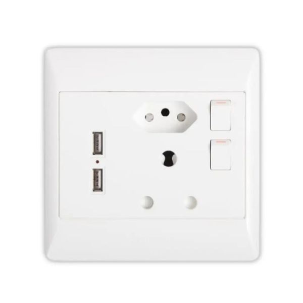 White 4x4 Single With Euro And 2 USB Socket