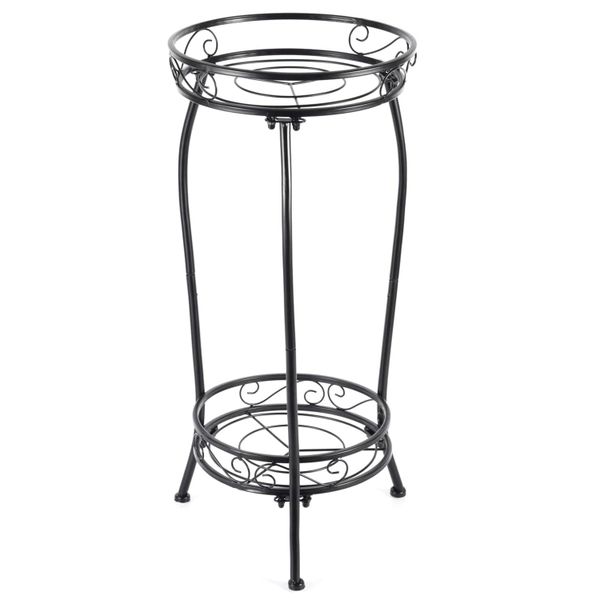 2 Tier Metal Plant Stand Indoor Outdoor 70cm High Flower Pot Display Holder