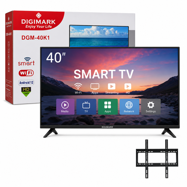 40 Inch Smart TV, Android 12 Wi-Fi FHD, HDMI USB Wall Mount
