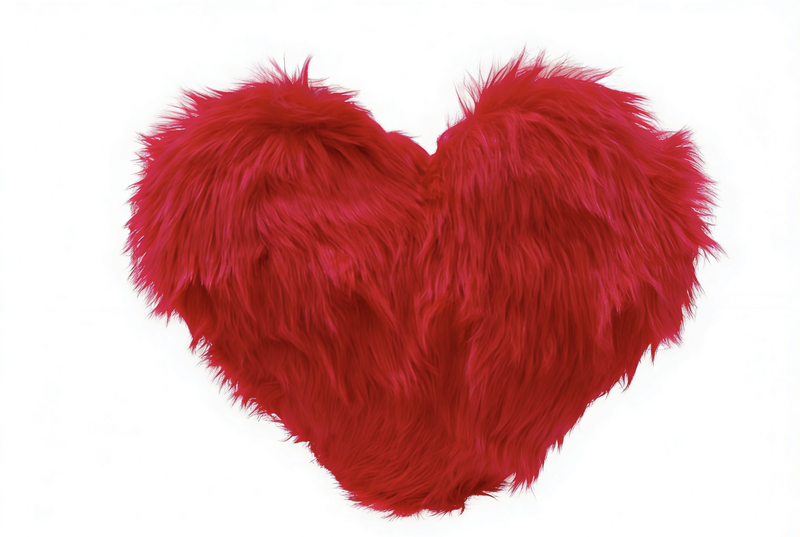 ROYAL BLUE Red Faux Fur Heart Decor Cushion for Valentine's Gift
