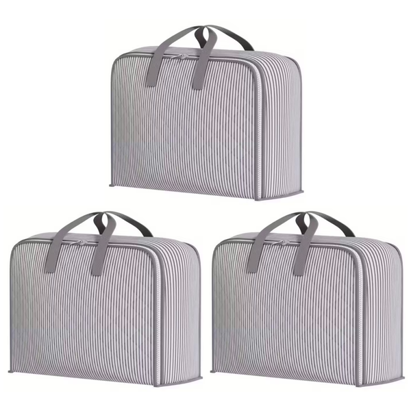 3 Pack Striped Non Woven Storage Bags - 48 x 40 x 20cm