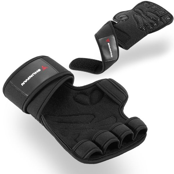 Shaufan Gym Gloves - Weight &amp; Strength Training - Silicone Grip - Open Hand