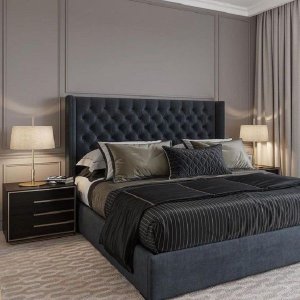 Mai Lifestyle - Charcoal Grey Tufted Wingback Tufted Headboard