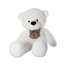 Giant Cuddly Plush Bear with Bowtie - White - 140cm