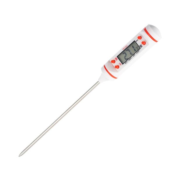 Stainless Steel Digital Cooking Thermometer with LCD Display - White