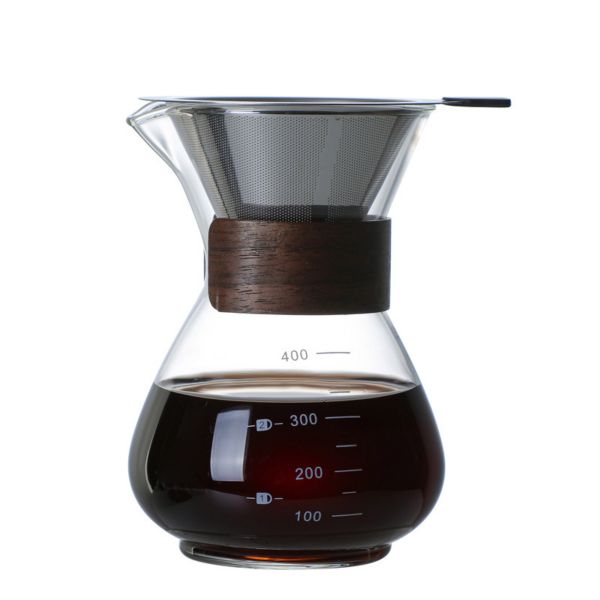 400ml Pour Over Coffee Maker with Reusable Stainless Steel Drip Filter