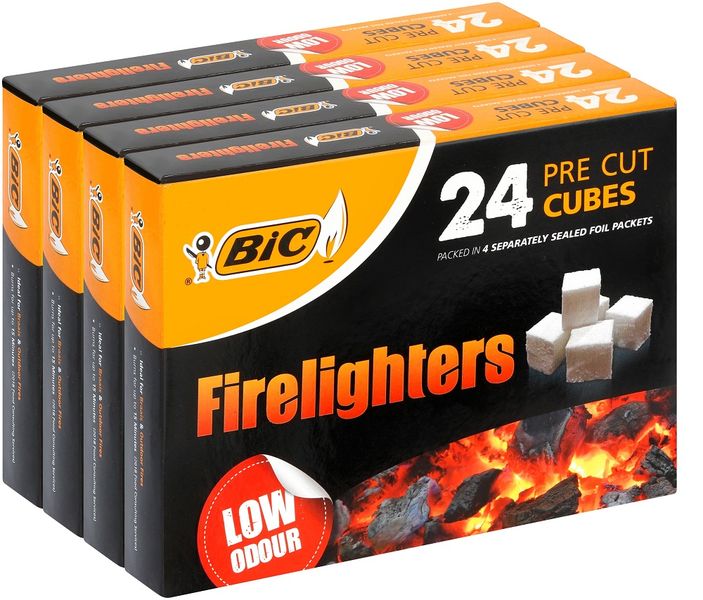 BIC Firelighters Pre-cut Cubes 24's Bundle 4 x Pack 24's