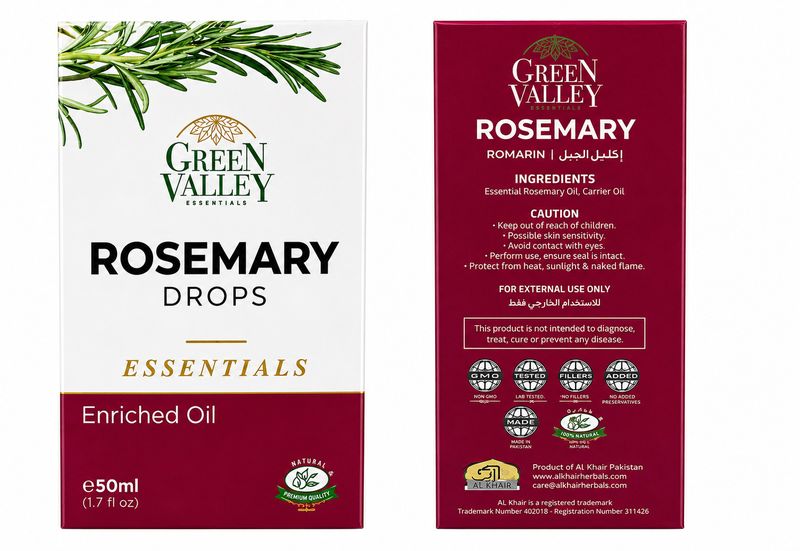 Green Valley Essentials Rosemary Enriched Oil Drops 50ml Natural Hair Oil