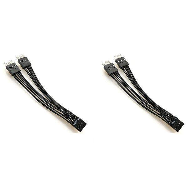 Motherboard HD Audio Extension Cable Black for PC DIY 10cm, 2 Pack