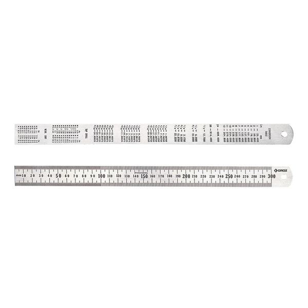 Groz Ruler Stainless Steel 300Mm Sr300 - 4 Pack