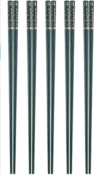 Green &amp; Gold Flower Japanese Chopsticks Set