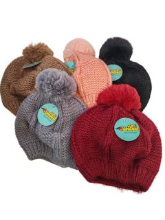 Knitted Plush Beanies With Fur Lining - 5 Pack - Umlozi