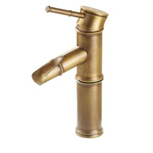 Antique Brass Bamboo Shape Design Bathroom Sink Faucet