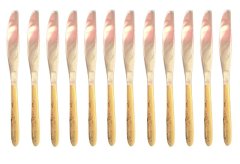 Table Knife 12pc Stainlesssteel Gold Handles Floral Pattern
