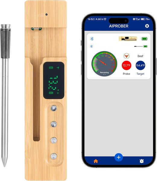 Wireless IP68 Waterproof Meat Thermometer -Accurate BBQ Temperature Monitor