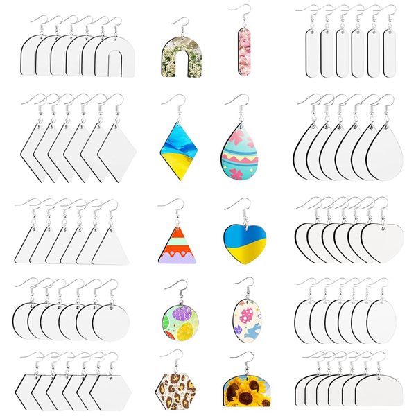 60 Pcs Sublimation Blank Earrings Earrings Heat Transfer Unfinished