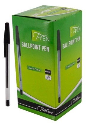 Treeline Ballpoint Pens Crystal Barrel Black T-Pen - Bulk Pack of 2000