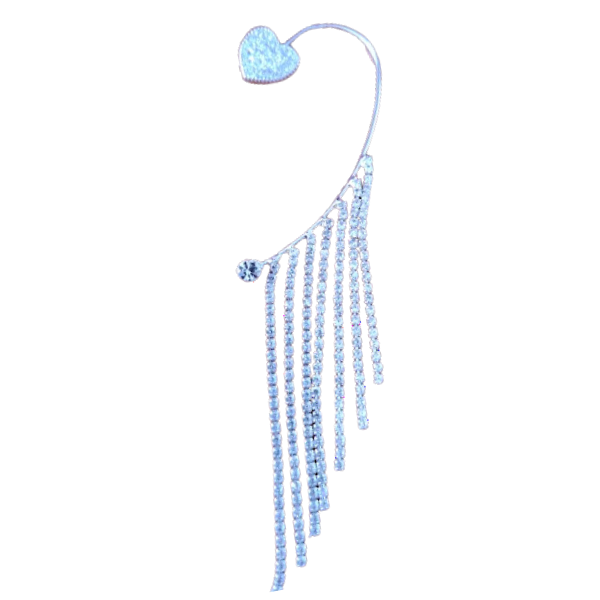 1 Piece Heart Dangly Ear Cuff - Left Ear