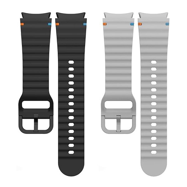 2 Pack No Gap Soft Silicone Band Compatible with Samsung Galaxy Watch 7/FE