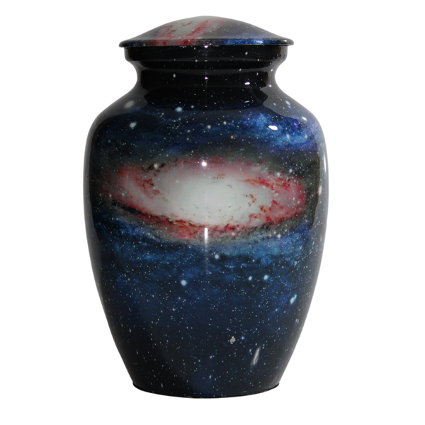 Galaxy &amp; Space Aluminium Memorial Cremation Urn For Ashes