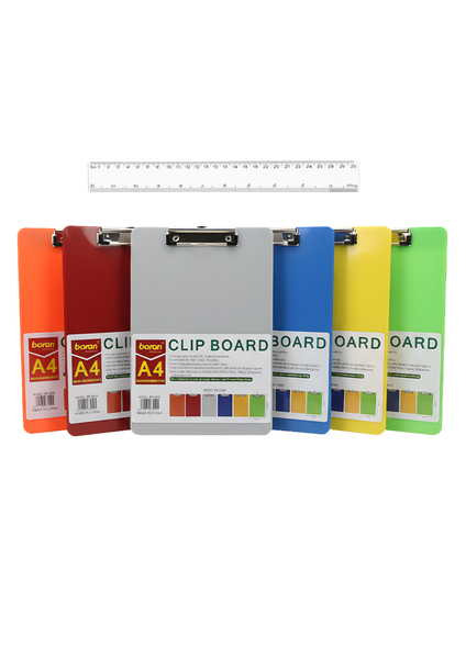 A4 Clipboard for Office or School In 6 Colors &amp; 30cm Transparent Ruler