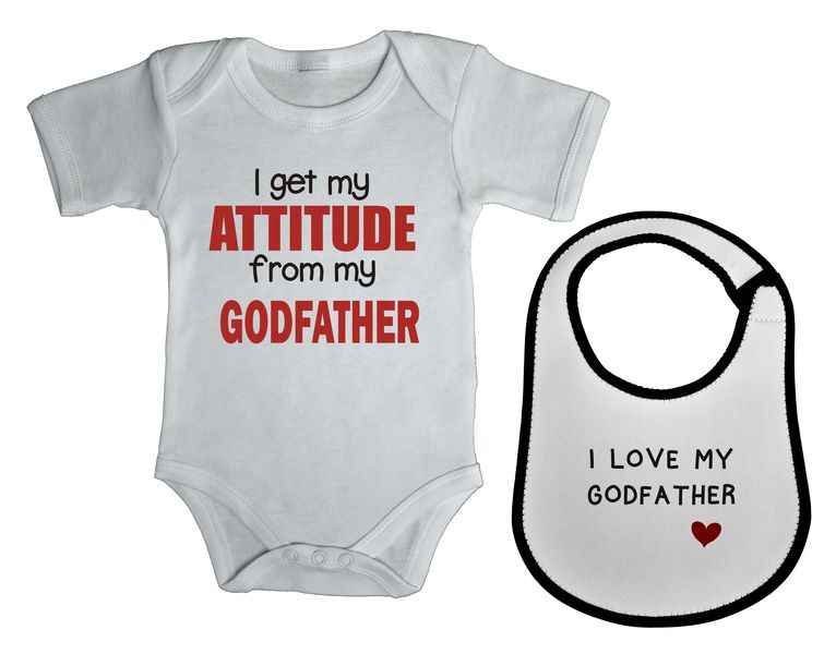 I get my attitude from my Godfather baby grow &amp; bib combo