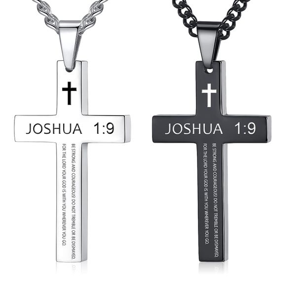 Inspirational Bible Verse Cross Necklace, Cross Pendant Necklace for Men