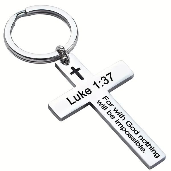 Cross Keychain Stainless Steel, Religious, Keyring, Keyholder
