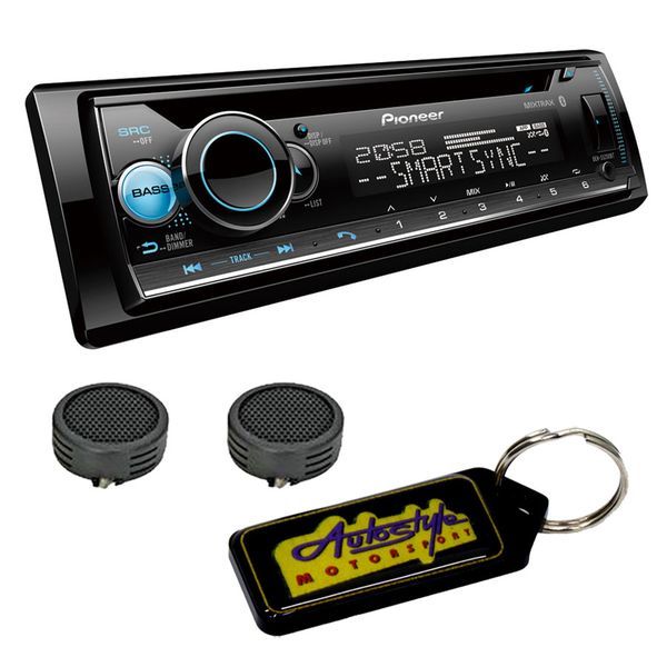 Pioneer Mp3 Dual Bluetooth USB/AUX CD Receiver &amp; Evo Tweeters &amp; Gel Keyring