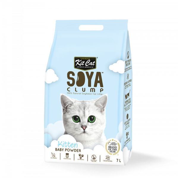 Kit Cat Soya Clumping Kitten Litter Baby Powder 7L