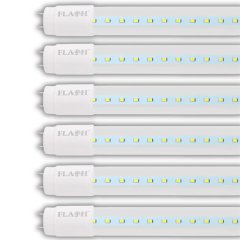 Flash 9W LED 2FT Clear T8 Tube 6500K- 6 Pack