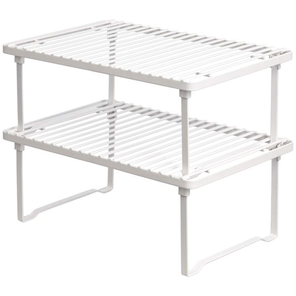 Metal Shelf Racks - Freestanding and Stackable Counter Organiser - 2Pack - White